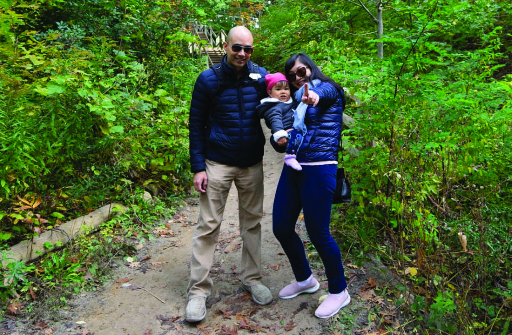 Richard Fabic, his daughter Chloe and his wife Yunfei Li on a trail in Toronto. (Supplied)