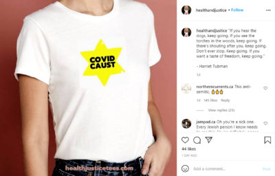 جامعه یهودی بریتیش کلمبیا به طرح ستاره زرد روی تی شرت شخص مخالف ماسک و واکسن واکنش نشان داد