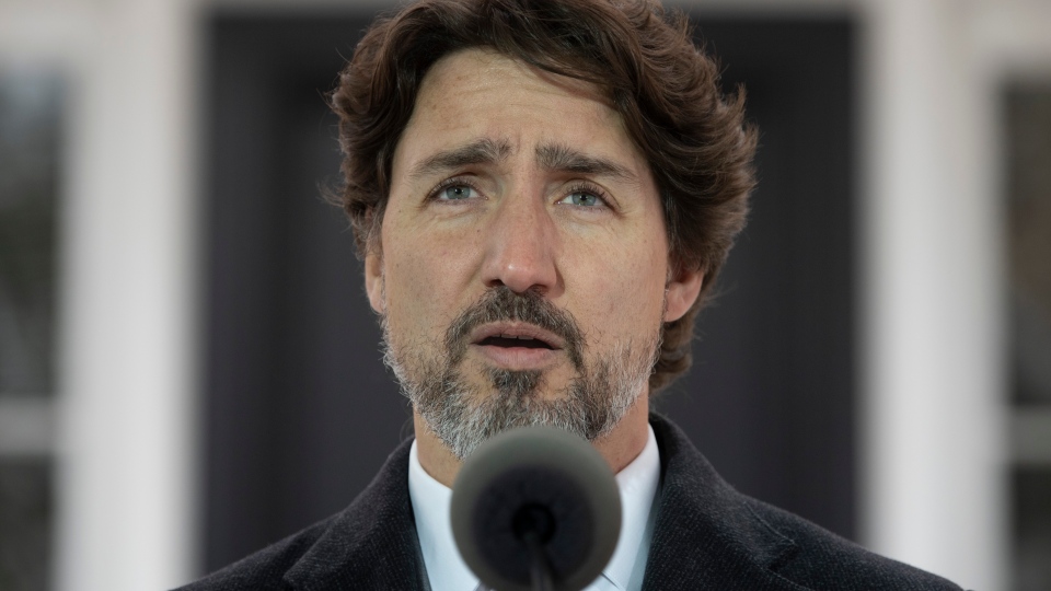 Prime Minister Justin Trudeau speaks during a daily briefing outside Rideau Cottage in Ottawa, Friday May 8, 2020. THE CANADIAN PRESS/Adrian Wyld