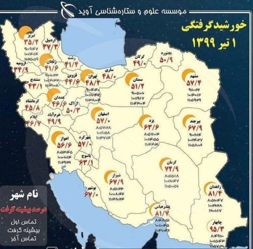 آخرین خورشیدگرفتگی سده 14 شمسی در ایران
