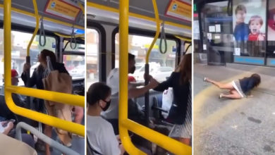 پلیس حمل و نقل در حال تحقیق روی ویدئوی تف کردن زن بدون ماسک روی یک مسافر اتوبوس است
