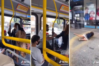پلیس حمل و نقل در حال تحقیق روی ویدئوی تف کردن زن بدون ماسک روی یک مسافر اتوبوس است