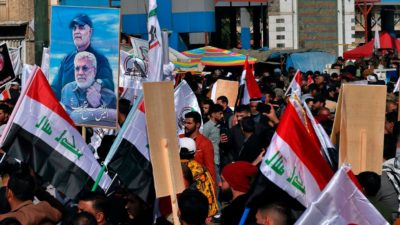 سالگرد ترور قاسم سلیمانی و تجمع شبه نظامیان عراقی با حمایت ایران در بغداد