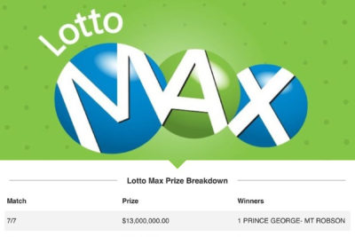 برنده بلیط قرعه کشی اخیر 13 میلیون دلاری لوتو مکس در بریتیش کلمبیا هنوز جایزه اش را مطالبه نکرده است