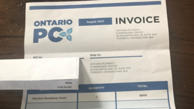 حزب محافظه‌کار پیشرو انتاریو پس از ارسال صورتحساب جعلی برای تأمین کمک‌های مالی به کمپین انتخاباتی عذرخواهی کرد