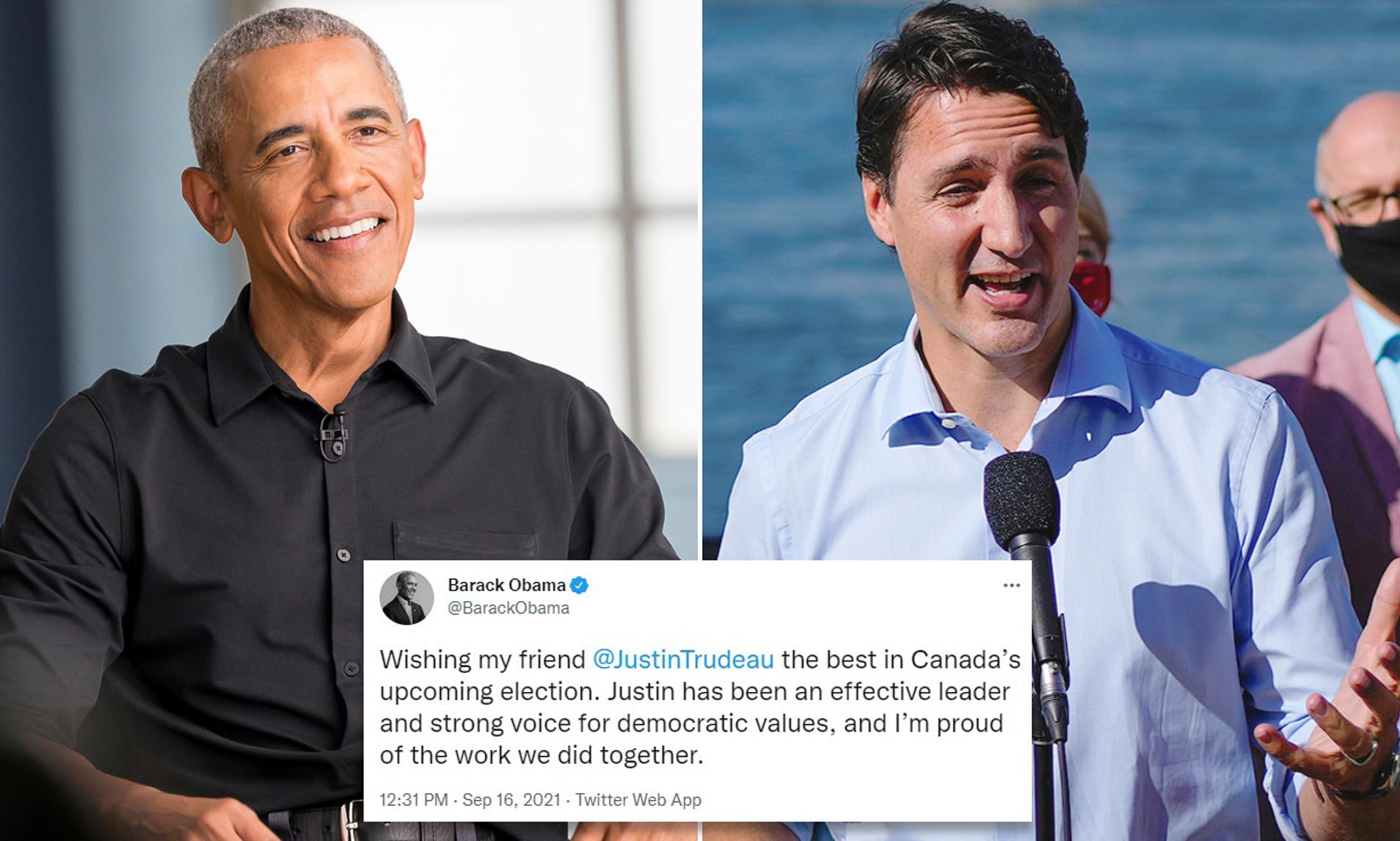 باراک اوباما از «دوست» خود جاستین ترودو در انتخابات کانادا حمایت می‌کند