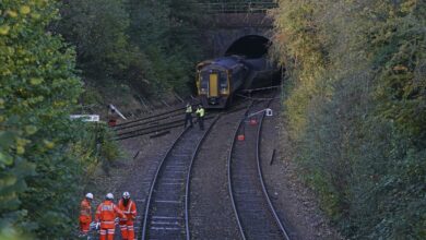 تصویر از در پی تصادف دو قطار مسافربری در جنوب انگلستان ۱۴ نفر مجروح شدند