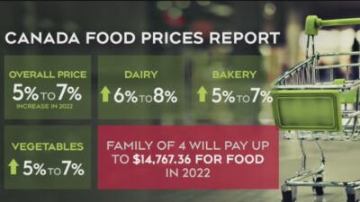 کانادایی ها در سال 2022 تا چه اندازه باید انتظار پرداخت مبالغ بیشتر برای مواد غذایی داشته باشند