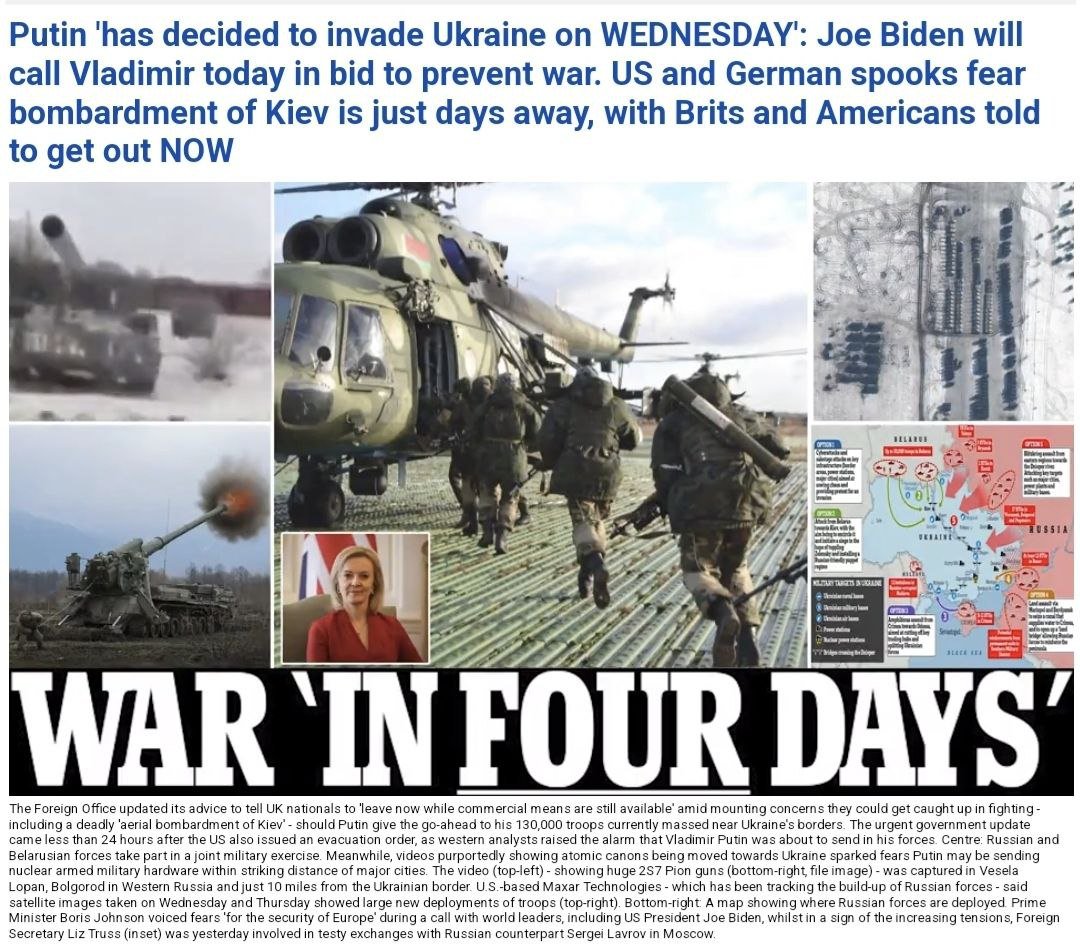 روسیه «تصمیم گرفته است که چهارشنبه به اوکراین حمله کند»