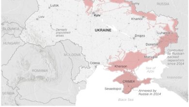 در اینجا مناطقی که نیروهای روسی سرزمین اوکراین را اشغال کرده اند می‌بینید