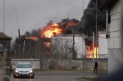 حملات موشکی روسیه به اوکراین منجر به انفجار تأسیسات ذخیره سوخت در لویو شد
