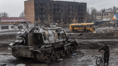 تصویر از فصل گل و لای در اوکراین تانک های روسی را در باتلاق گرفتار کرده است
