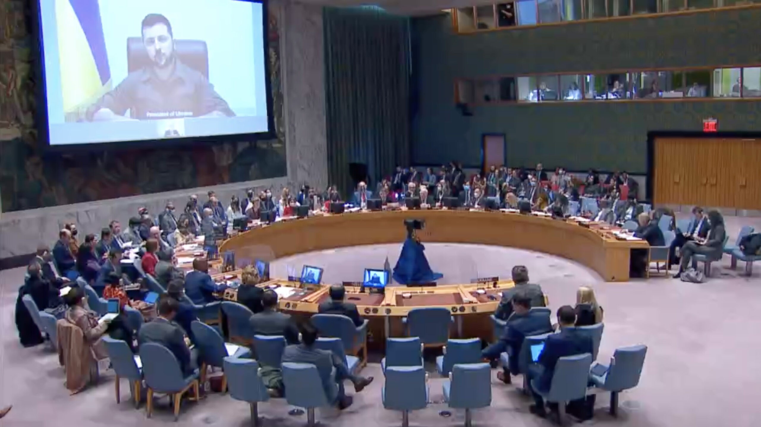 ولودیمیر زلنسکی رئیس جمهور اوکراین در شورای امنیت سازمان ملل سخنرانی کرد