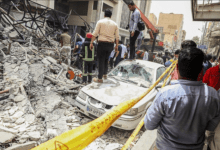 تصویر از دست‌کم پنج نفر در حادثه فروریختن برج تازه ساز متروپل آبادان کشته شدند