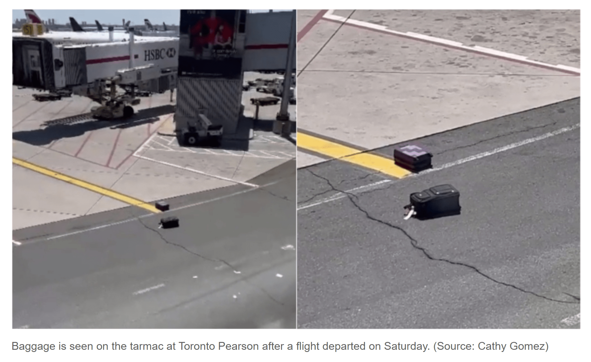 مسافران فرودگاه پیرسون تورنتو علاوه بر تاخیر طولانی شاهد انداخته شدن چمدان هایشان روی باند فرودگاه بودند