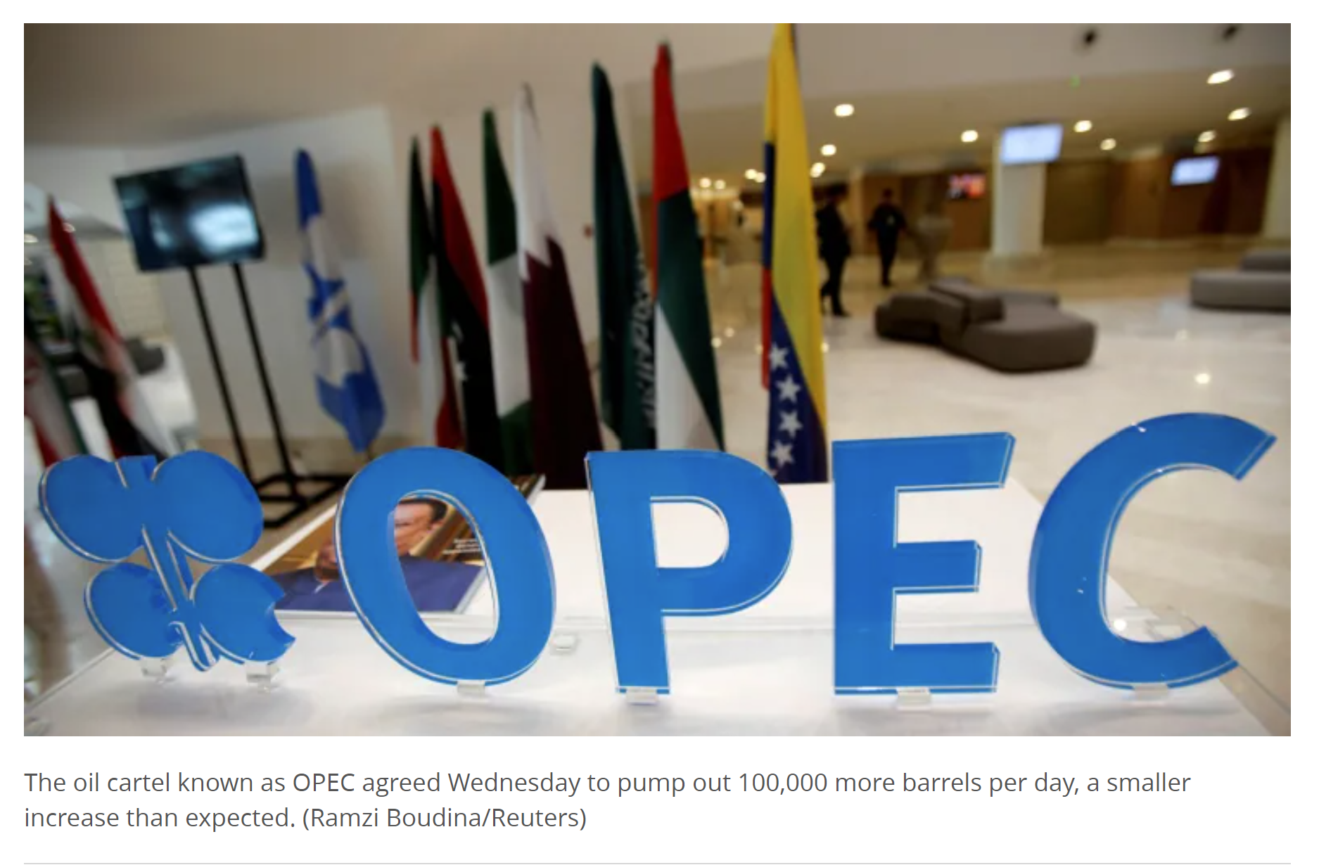 اوپک پلاس با افزایش تولید نفت به میزان 100،000 بشکه در روز موافقت کرد