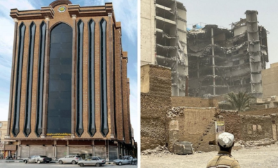 ساختمان متروپل آبادان قبل و بعد از ریزش