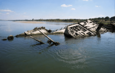 کشتی‌های جنگی غرق‌شده آلمان در جنگ جهانی دوم براثرپایین‌آمدن سطح آب رودخانه دانوب نمایان شد