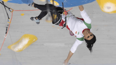 الناز رکابی پس از حضور بدون حجاب در مسابقه سنگ‌نوردی به عنوان یک قهرمان مورد استقبال مردم قرار گرفت
