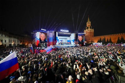 پوتین جاه طلبی های خود در اوکراین را در جشن میدان سرخ پس از پیروزی در انتخابات به نمایش گذاشت